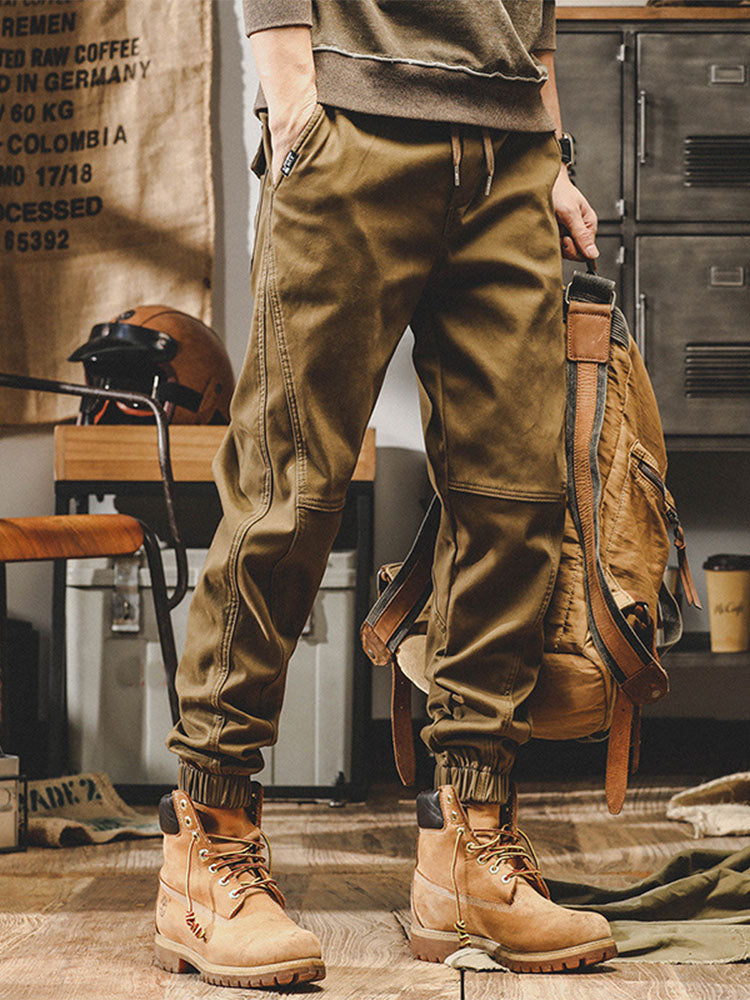 Herren Cargohose mit Kordelzug und Bündchen‑Beinen