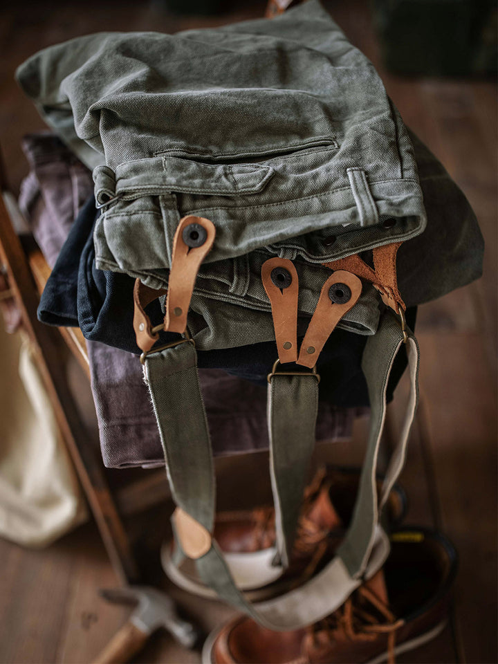 Pantalon en toile épaisse (15 oz) avec bretelles