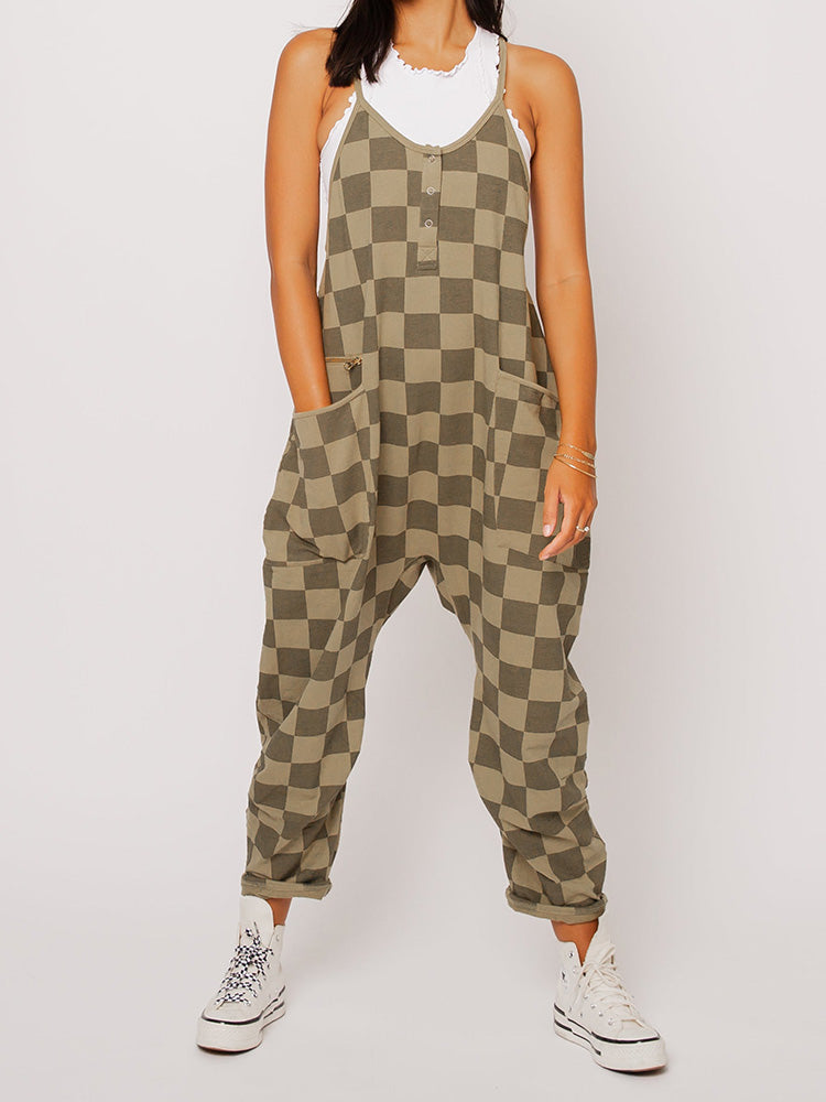 Tuta oversize a quadri da donna