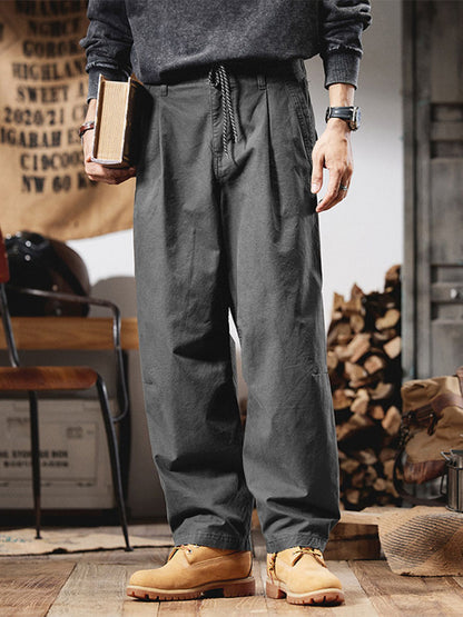 Herren Retro‑Cargohose 100 % Baumwolle Weites Bein