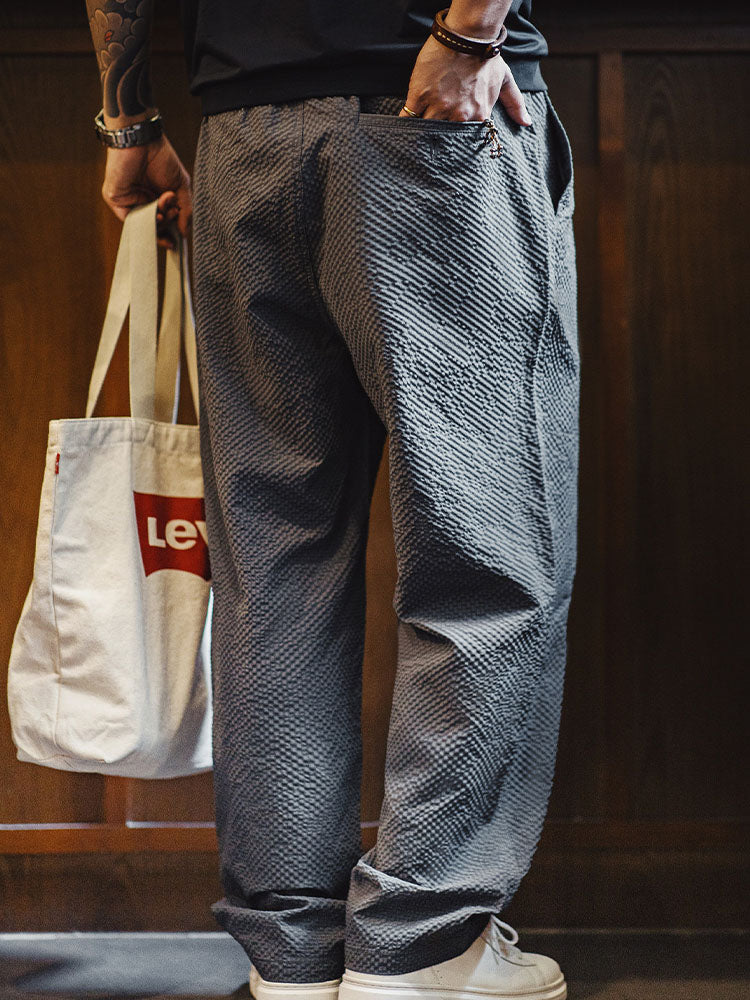 Herren Leichte Wide‑Leg Freizeithose mit Strukturgewebe
