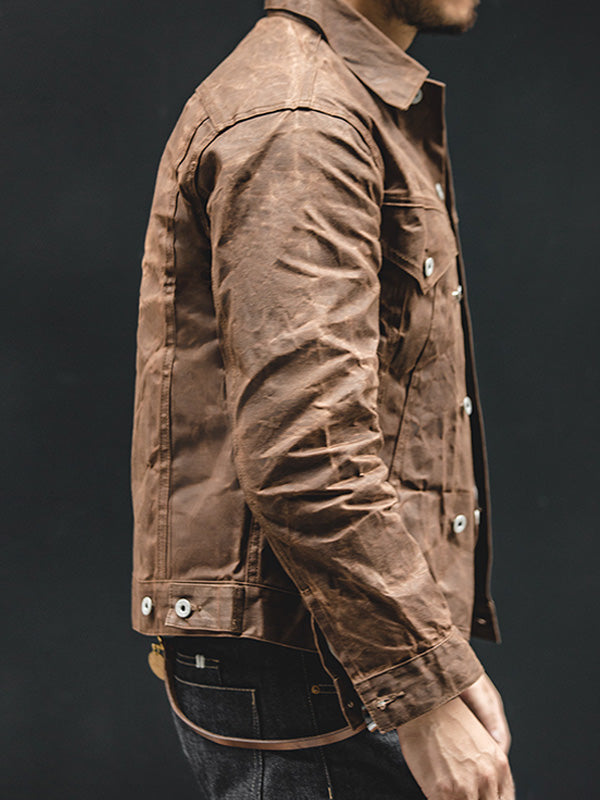 Veste de travail militaire en toile de coton cirée pour homme