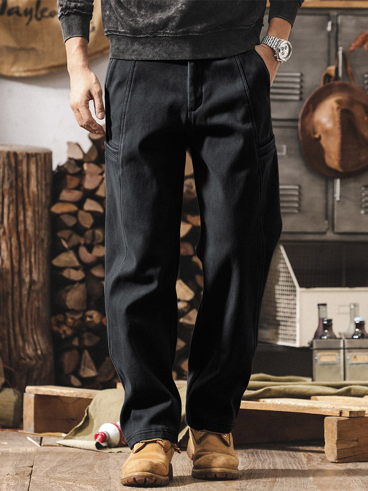 Herren 100% Baumwolle Cargohose, Weites Bein Vintage Arbeitshose