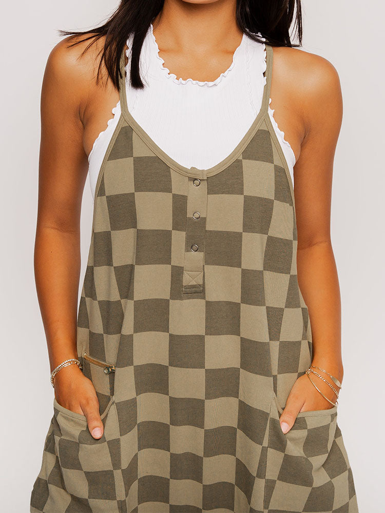Tuta oversize a quadri da donna