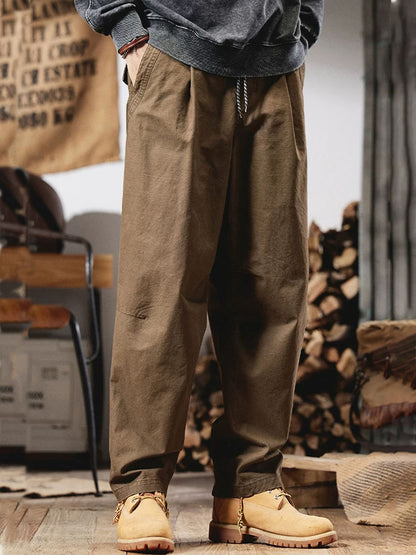 Herren Retro‑Cargohose 100 % Baumwolle Weites Bein
