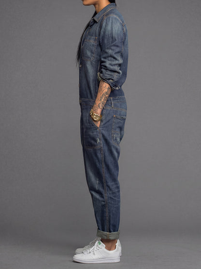 Tuta intera da donna in denim dalla vestibilità comoda