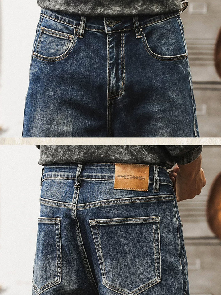 Herren Vintage‑Waschung Weite Jeans