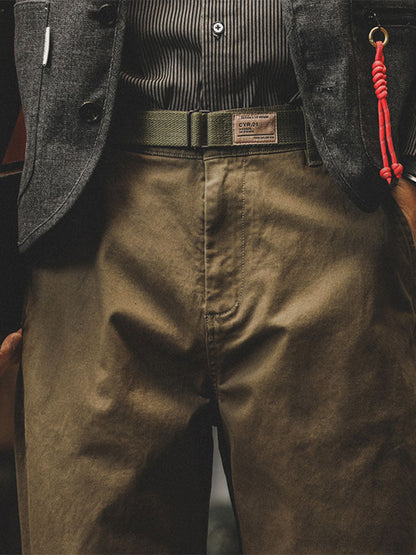 Pantaloni chino da uomo affusolati, effetto vintage