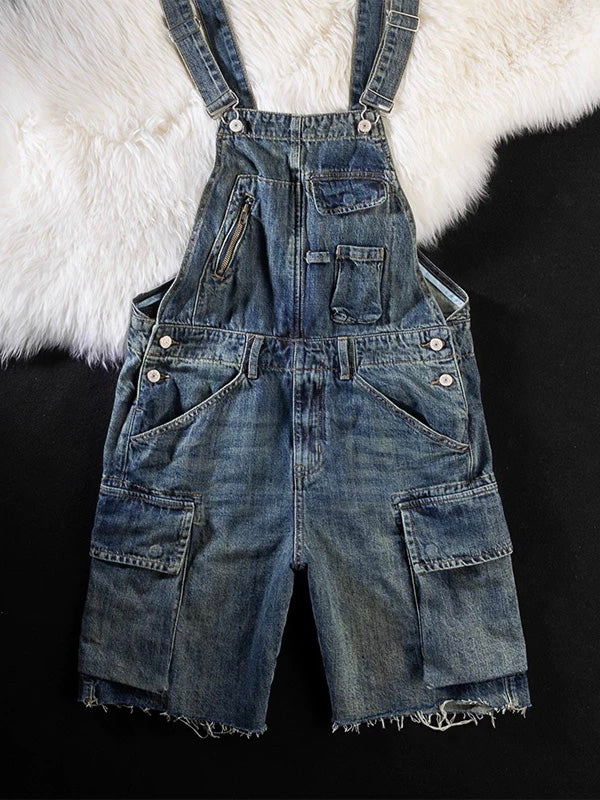Claire Kurze Jeans-Latzhose für Damen mit Cargotaschen