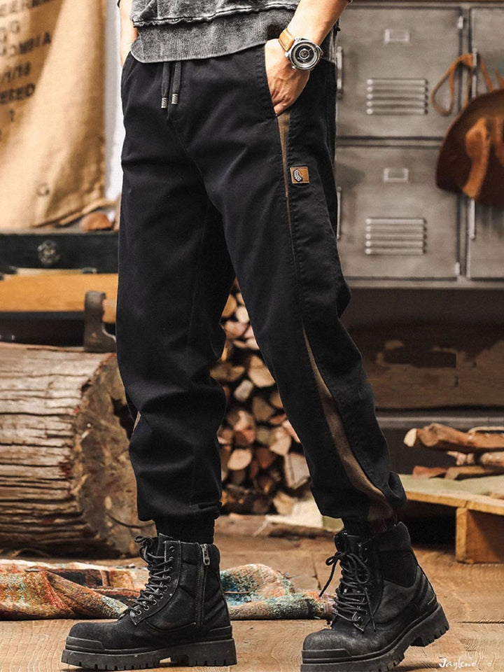 Pantalon de jogging pour homme avec bandes latérales et effet délavé vintage
