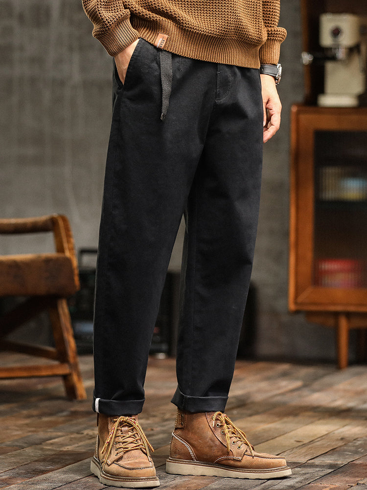 Pantaloni chino da uomo a pieghe, vestibilità comoda, con cintura