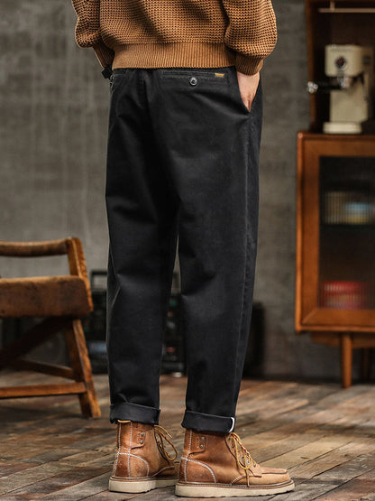 Pantaloni chino da uomo a pieghe, vestibilità comoda, con cintura