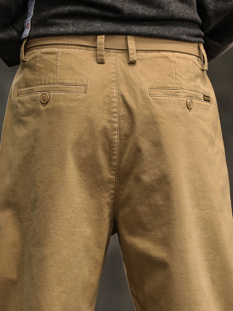 Pantaloni chino da uomo a pieghe, vestibilità comoda, con cintura