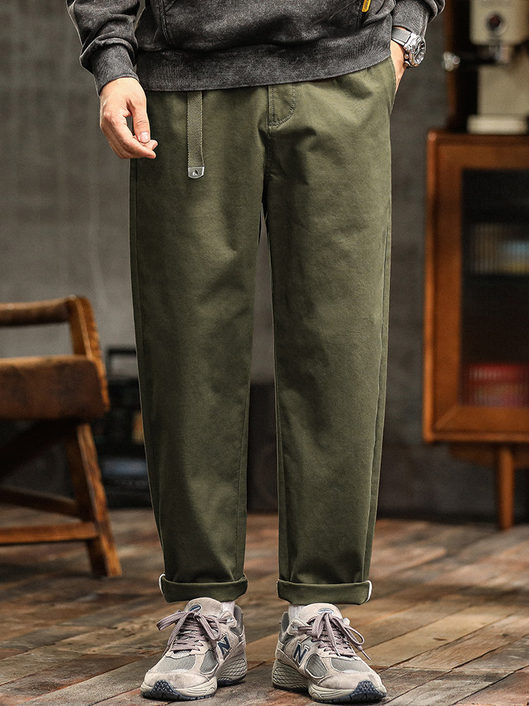 Pantaloni chino da uomo a pieghe, vestibilità comoda, con cintura