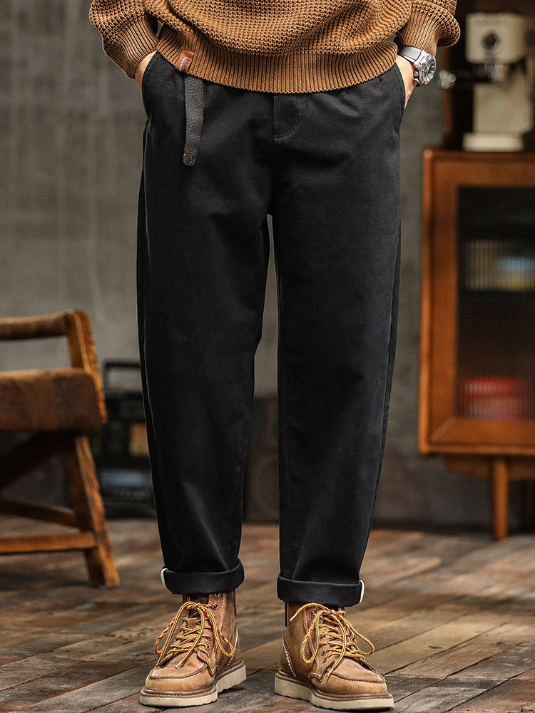 Pantaloni chino da uomo a pieghe, vestibilità comoda, con cintura