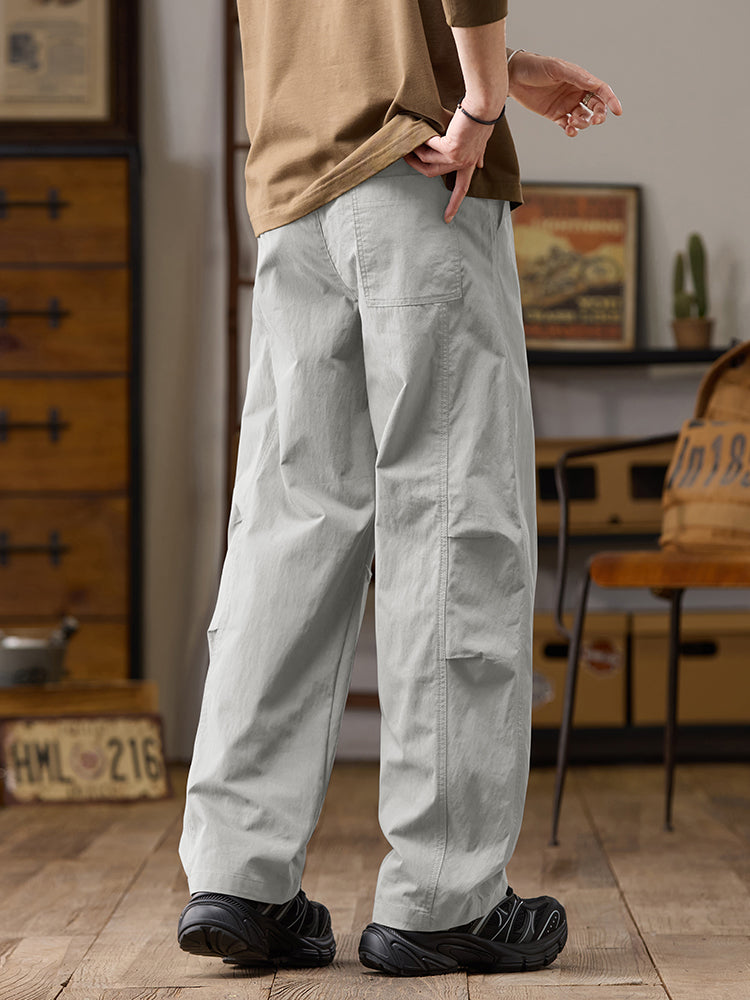 Pantalon décontracté homme coupe ample jambes larges en coton-nylon