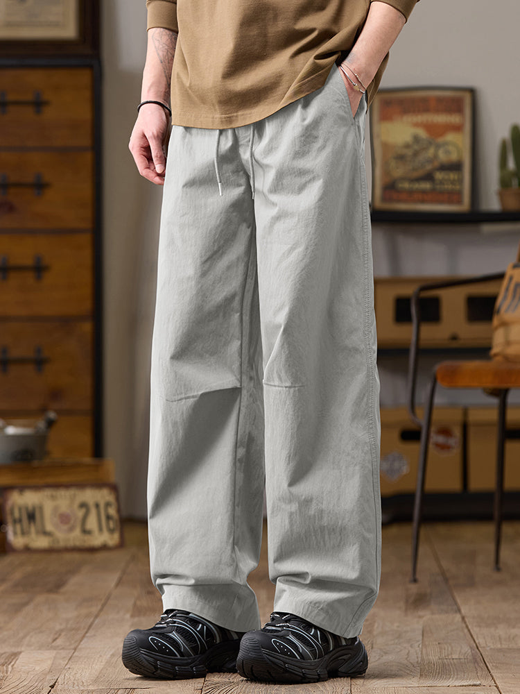 Pantalon décontracté homme coupe ample jambes larges en coton-nylon