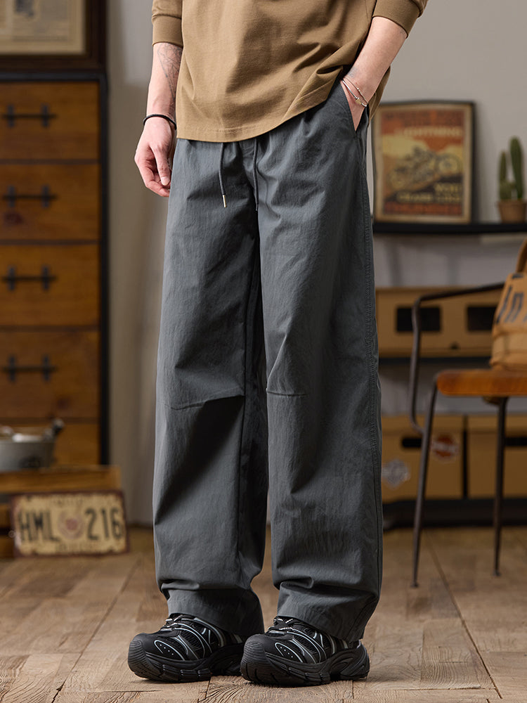 Pantalon décontracté homme coupe ample jambes larges en coton-nylon