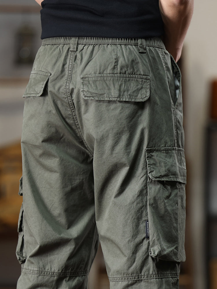 Lässige Cargohose für Herren mit mehreren Taschen und elastischem Bund