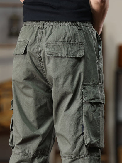 Lässige Cargohose für Herren mit mehreren Taschen und elastischem Bund