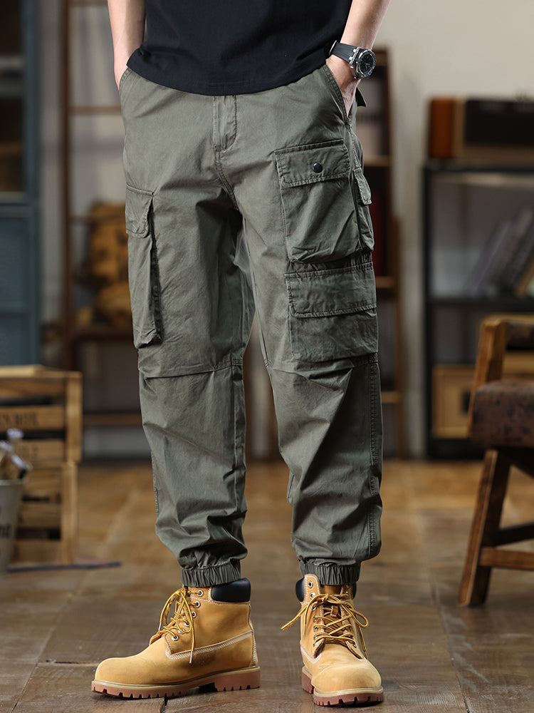 Lässige Cargohose für Herren mit mehreren Taschen und elastischem Bund