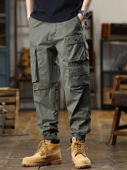 Lässige Cargohose für Herren mit mehreren Taschen und elastischem Bund