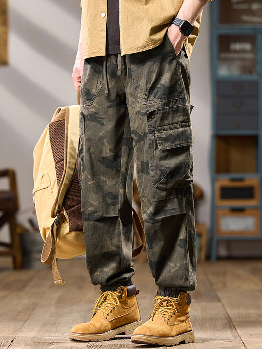 Pantalon cargo de jogging camouflage multipoches pour homme