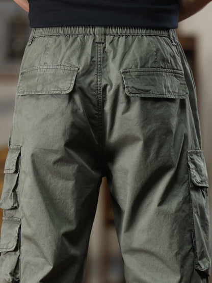 Lässige Cargohose für Herren mit mehreren Taschen und elastischem Bund