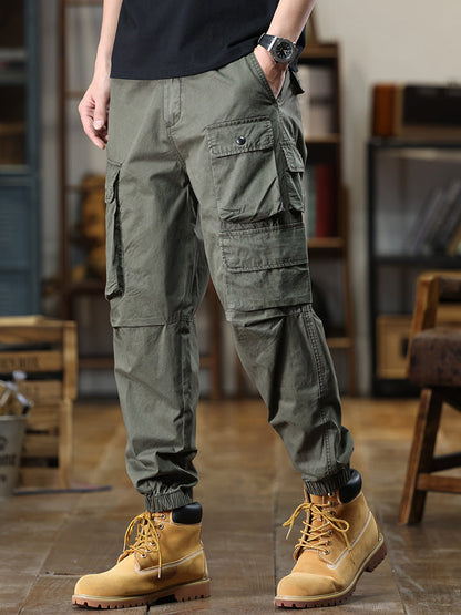 Lässige Cargohose für Herren mit mehreren Taschen und elastischem Bund