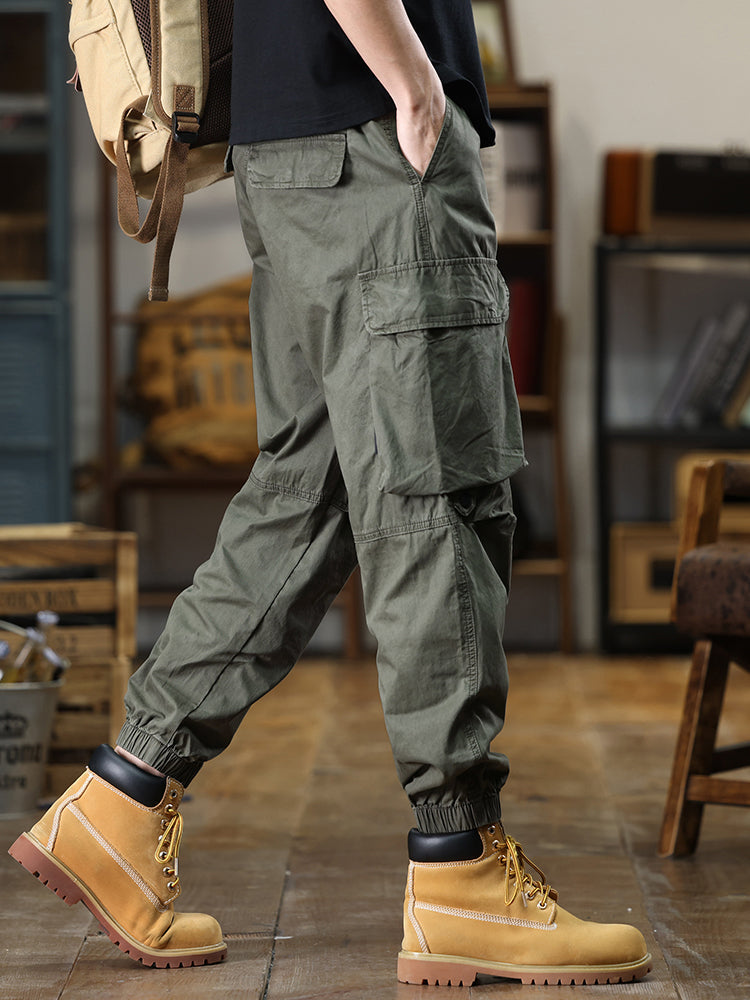 Lässige Cargohose für Herren mit mehreren Taschen und elastischem Bund