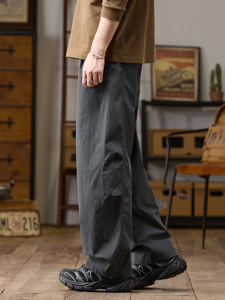 Pantaloni casual da uomo a gamba larga in cotone e nylon, vestibilità comoda
