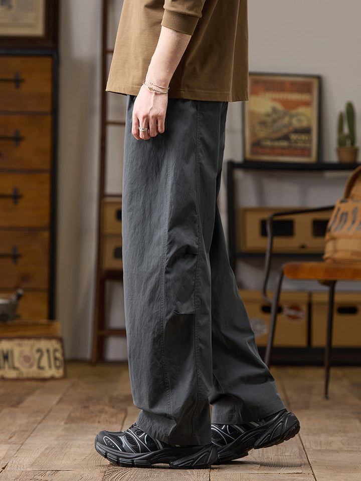 Pantaloni casual da uomo a gamba larga in cotone e nylon, vestibilità comoda