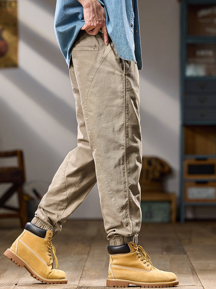Lässige Herren-Jogginghose aus reiner Baumwolle mit mehreren Taschen und elastischen Bündchen