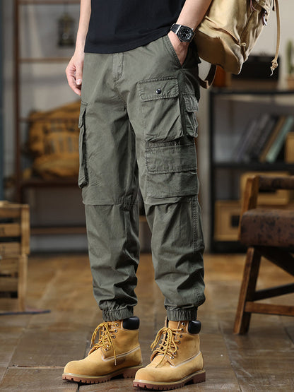 Lässige Cargohose für Herren mit mehreren Taschen und elastischem Bund
