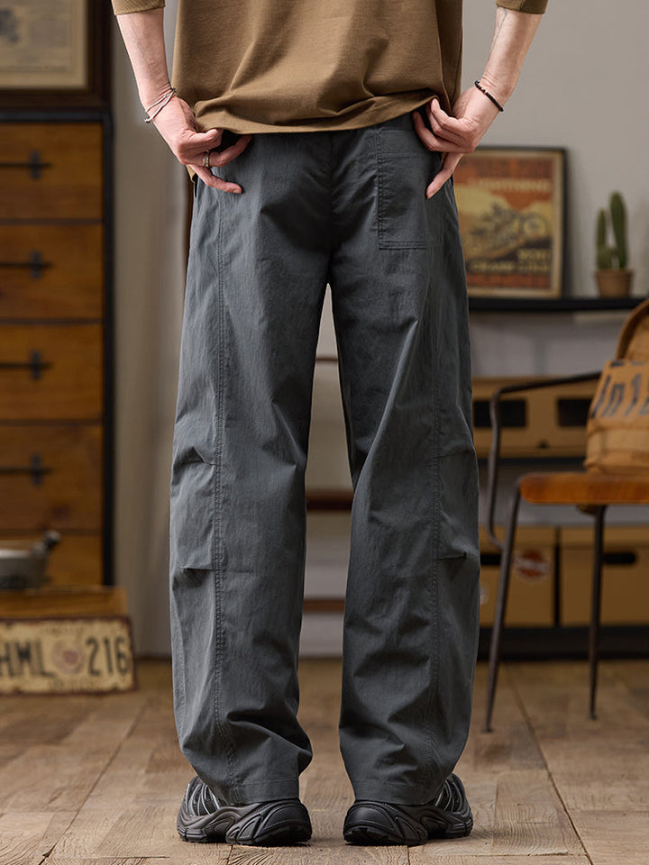 Pantaloni casual da uomo a gamba larga in cotone e nylon, vestibilità comoda