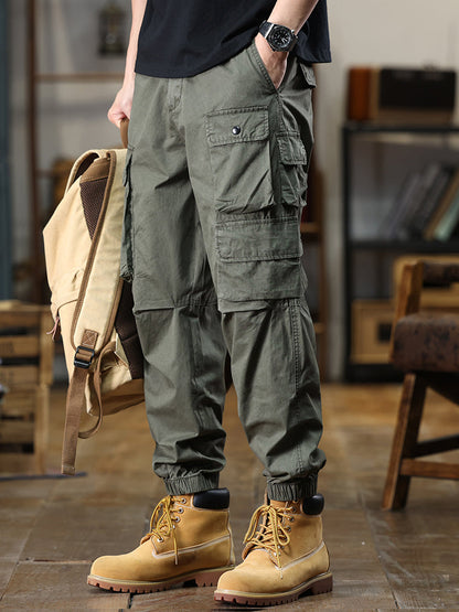 Lässige Cargohose für Herren mit mehreren Taschen und elastischem Bund