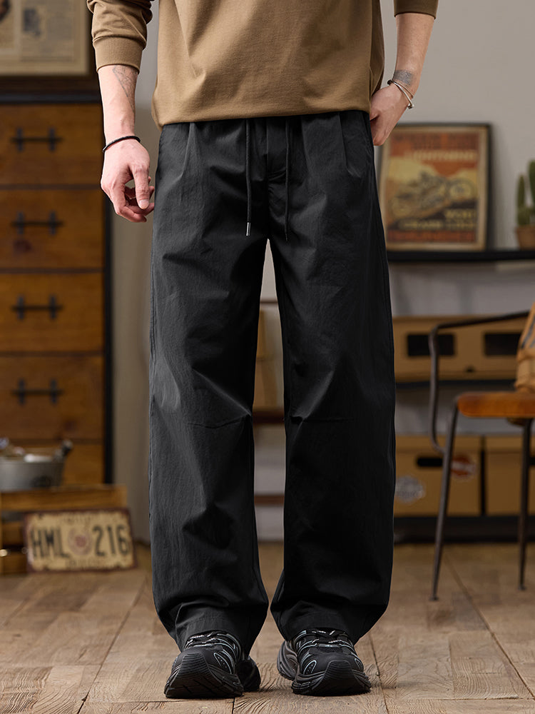 Pantalon décontracté homme coupe ample jambes larges en coton-nylon