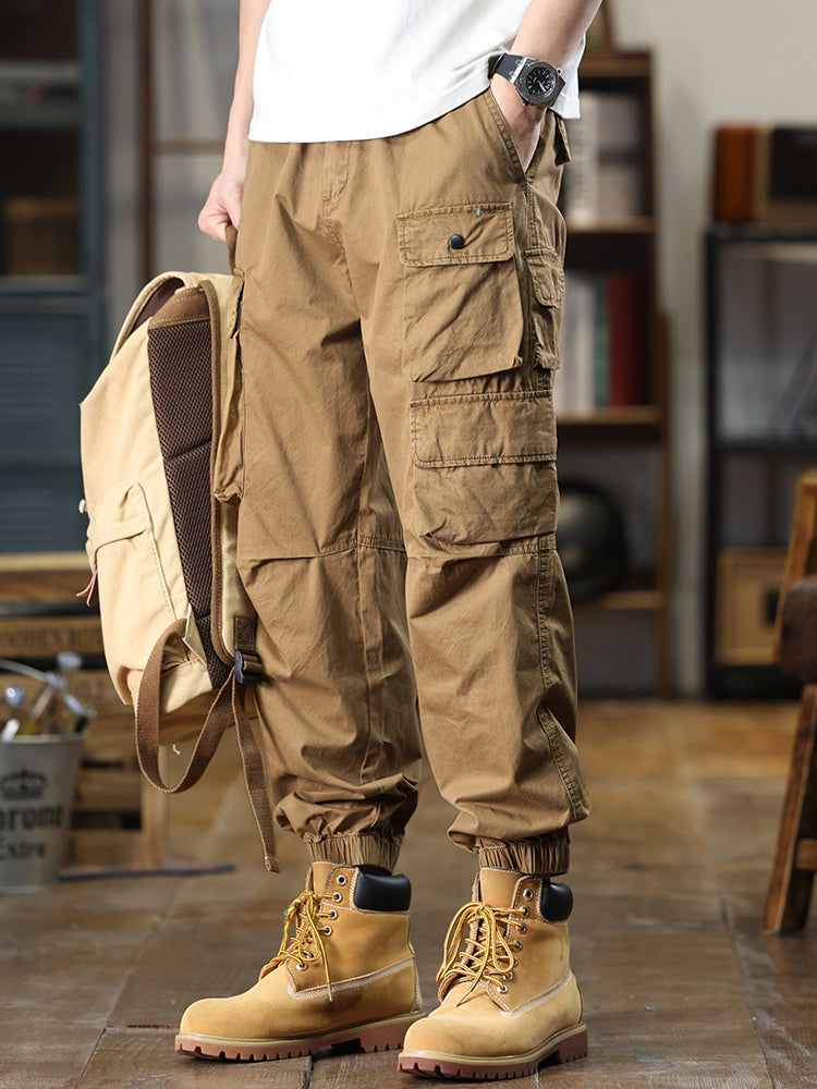 Lässige Cargohose für Herren mit mehreren Taschen und elastischem Bund