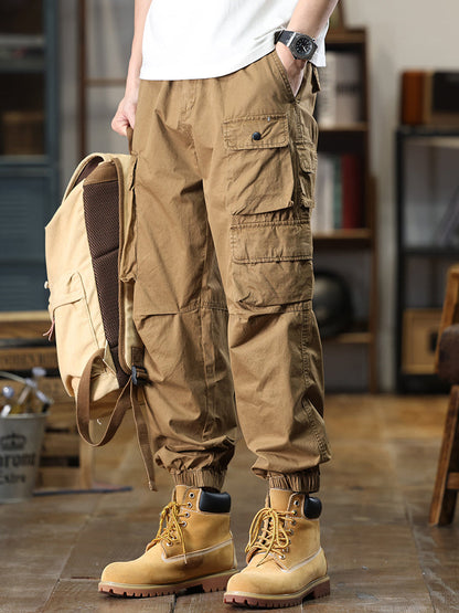 Lässige Cargohose für Herren mit mehreren Taschen und elastischem Bund