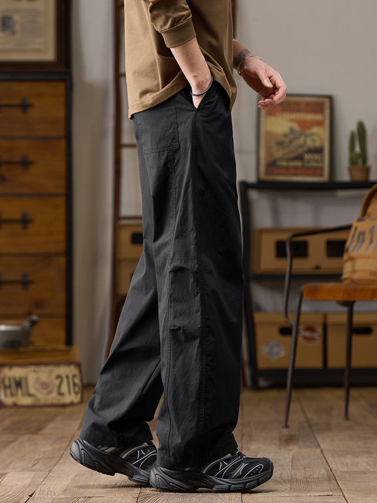Pantaloni casual da uomo a gamba larga in cotone e nylon, vestibilità comoda