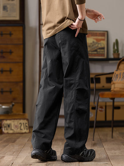 Pantalon décontracté homme coupe ample jambes larges en coton-nylon