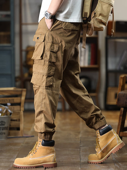 Lässige Cargohose für Herren mit mehreren Taschen und elastischem Bund