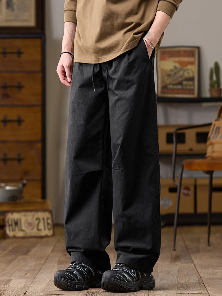 Pantaloni casual da uomo a gamba larga in cotone e nylon, vestibilità comoda