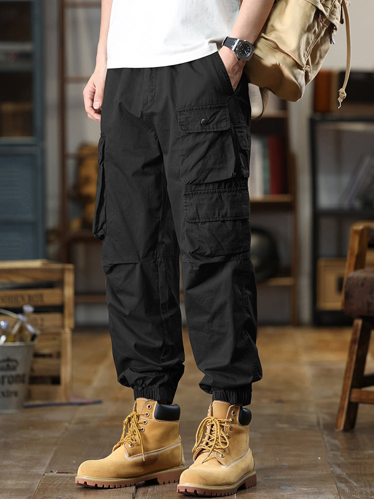 Lässige Cargohose für Herren mit mehreren Taschen und elastischem Bund