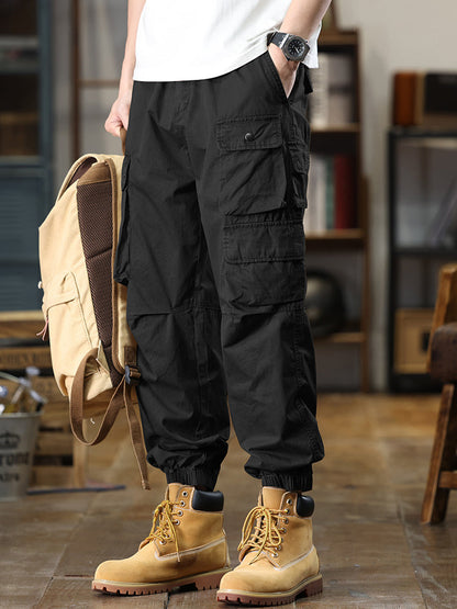 Lässige Cargohose für Herren mit mehreren Taschen und elastischem Bund