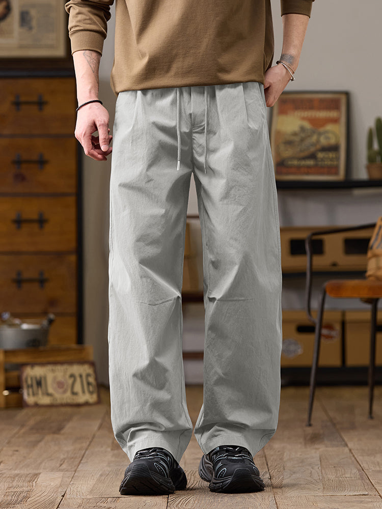 Pantalon décontracté homme coupe ample jambes larges en coton-nylon