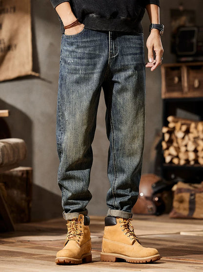Männer Retro‑Waschen Ballon‑Fit‑Jeans mit Mehrfachtaschen‑Design