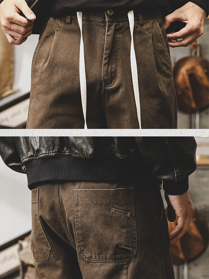 Herren Vintage‑Weitbein‑Baumwollhose