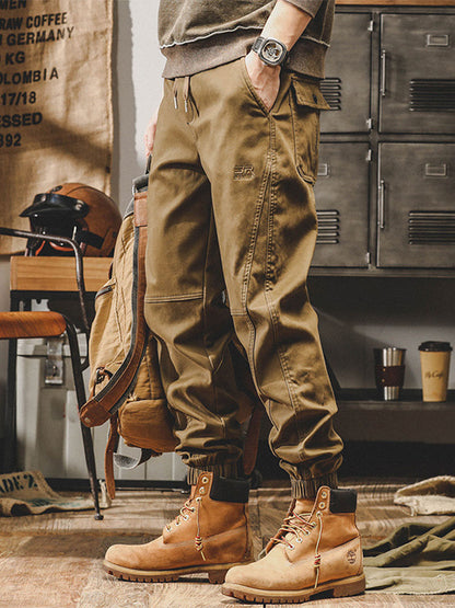 Herren Cargohose mit Kordelzug und Bündchen‑Beinen