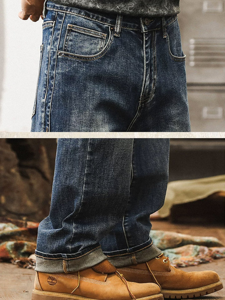 Herren Vintage‑Waschung Weite Jeans
